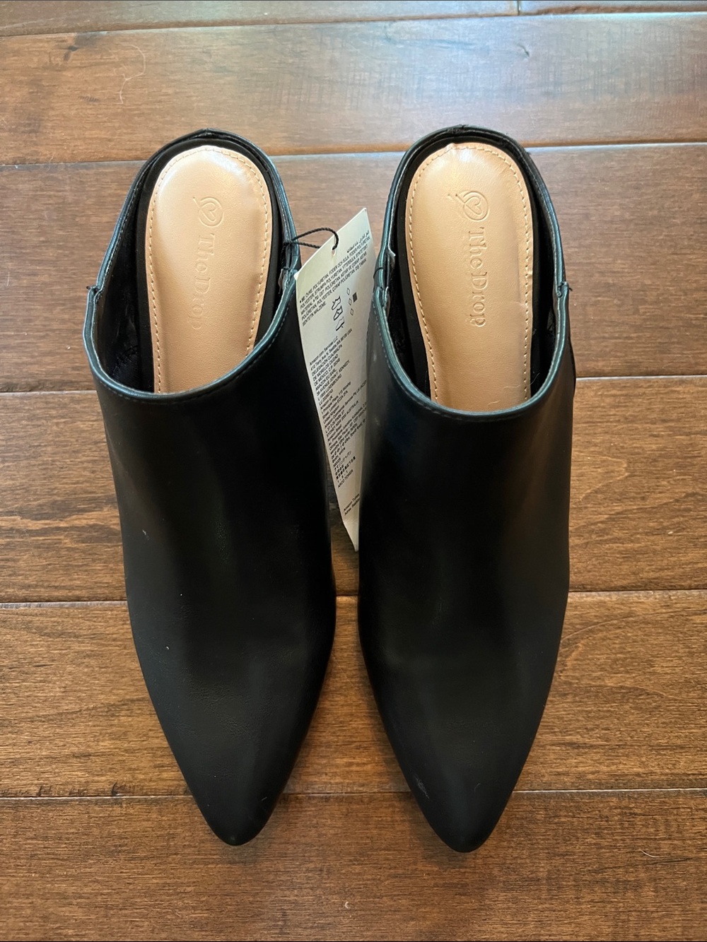 The Drop Black Pointed Toe Mules